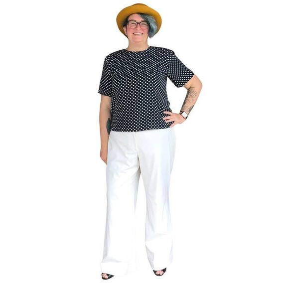 Ship + Shore black and white polka dot blouse size Large Petite - Picture 2 of 5